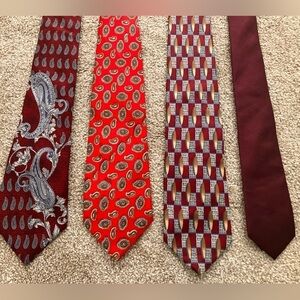 Men’s Silk Neckties red & burgundy Bundle of 4
